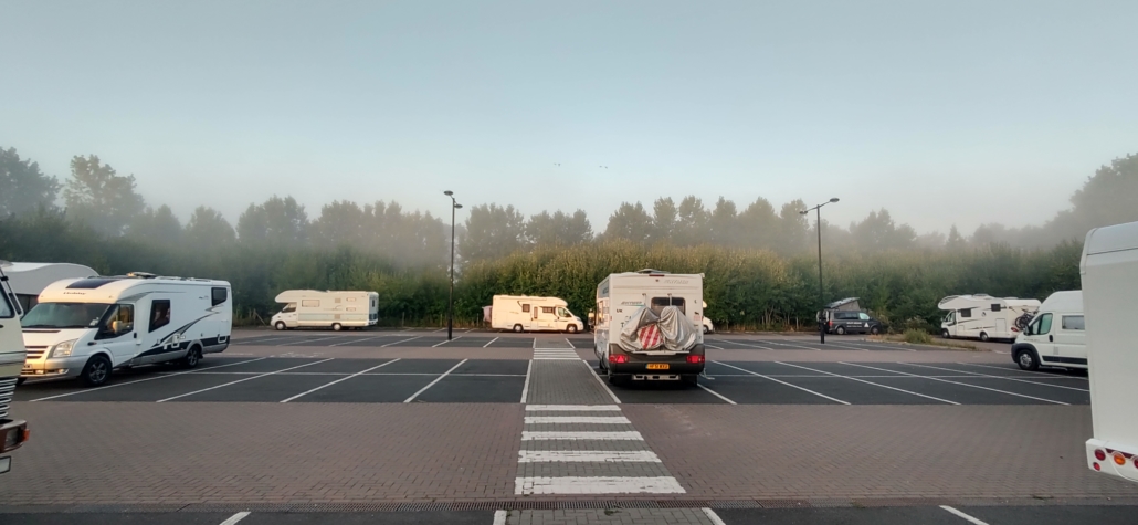 Motorhomes at the Canterbury Park 'n' Ride aire car park