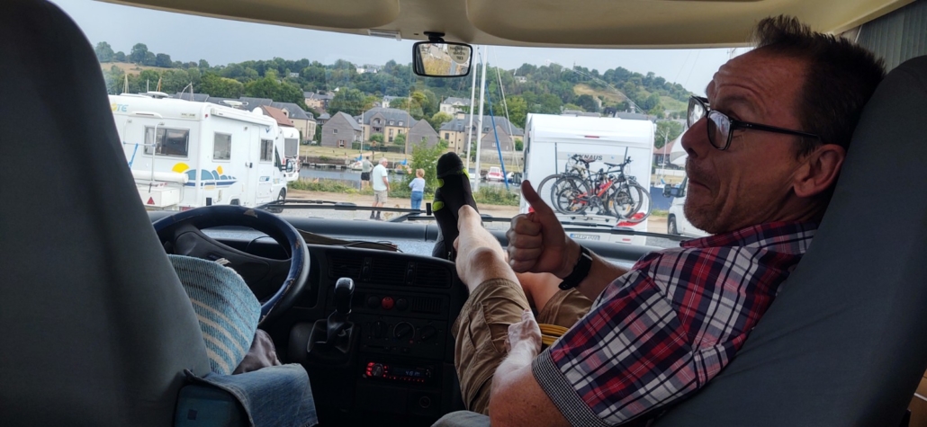 Happy Jay at the Honfleur Motorhome Aire