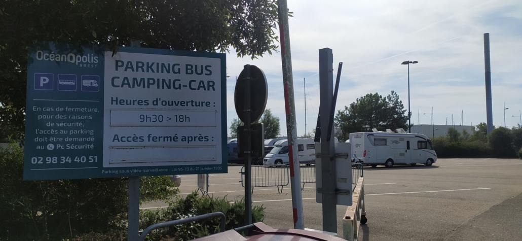 Free motorhome parking at Oceanopolis, Brest (a barrier is closed at night, but you're fine to overnight here)