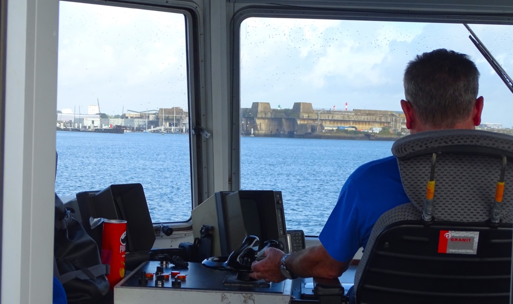 The view from the ferry cabin as you're brought over the water to the Port de Pêche ferry terminal