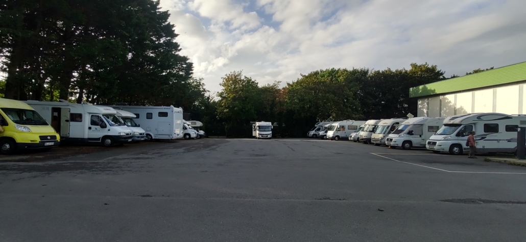 The motorhome aire at Pontic near Concarneau in Brittany, France