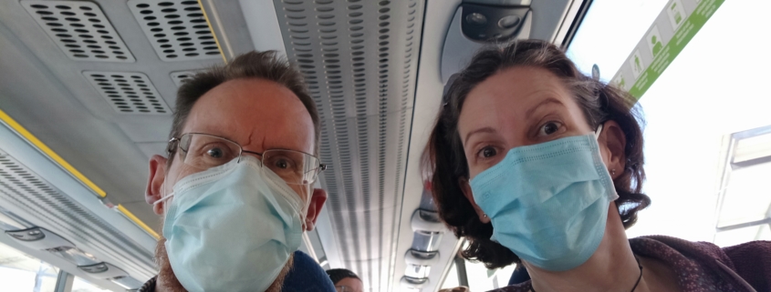Facemasks on bus in Spain