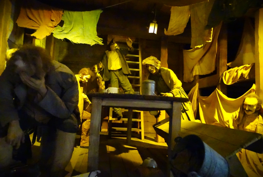 Irish emigrants in dire conditions of a ship on the long Atlantic crossing