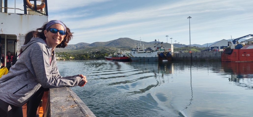 Ju on the ferry basking in the sunshine