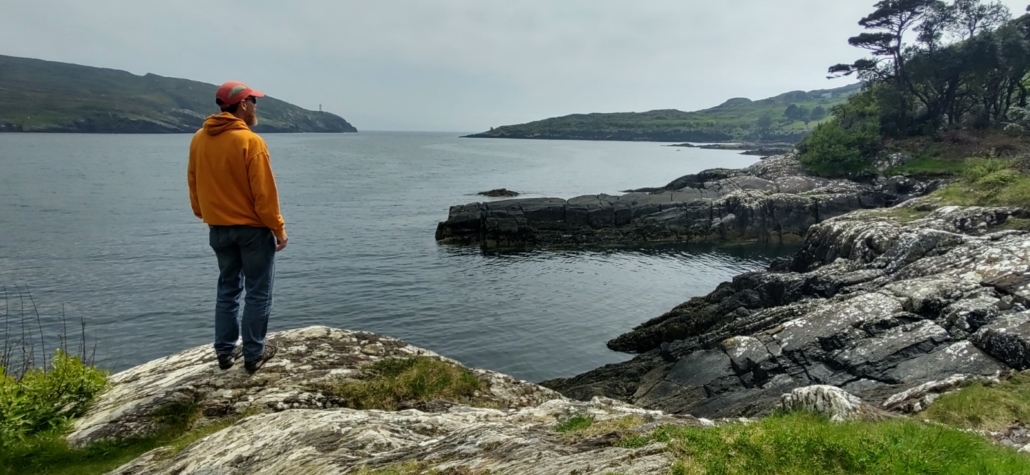 Looking out past Bere Island to the Atlantic from the site of the old Dunboy Castle