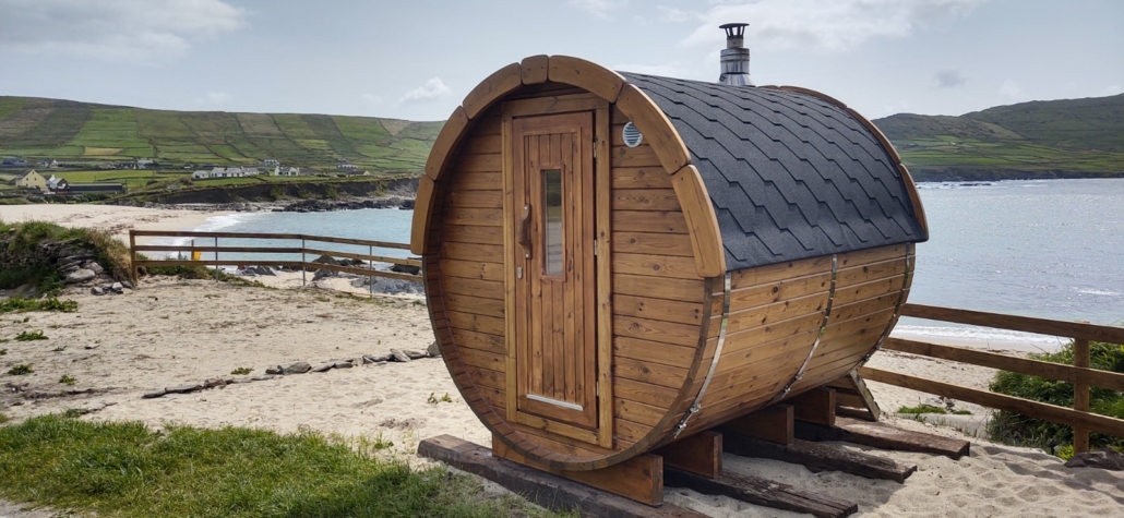 The wood-fired sauna at Ballydonegan Beach