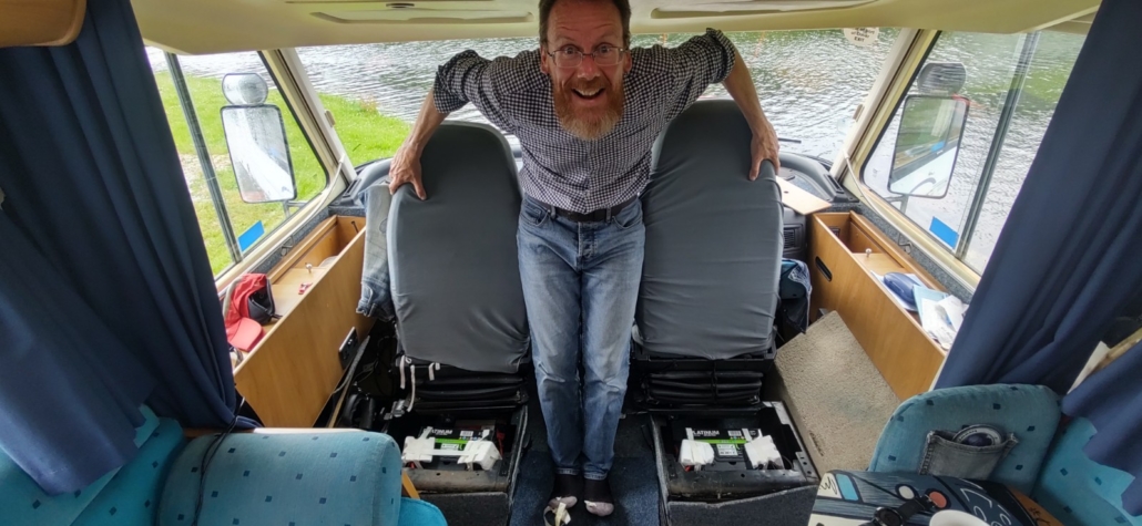motorhome batteries under front seats