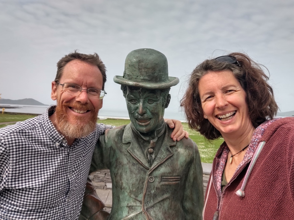 charlie chaplin statue in Waterville, Ireland