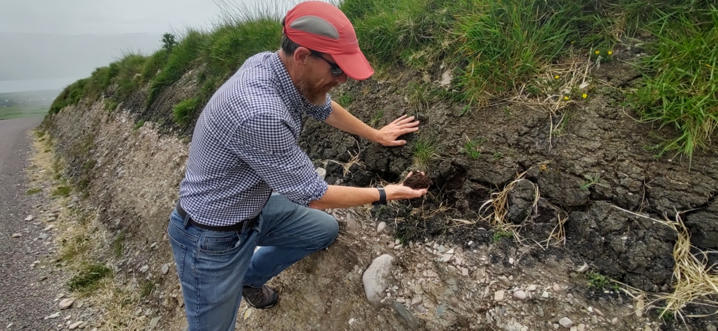 Exposed peat by the side of the road on Geokaun Mountain, Valentia Island