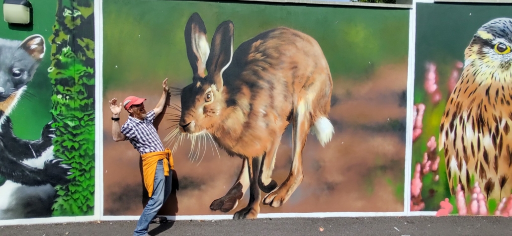 Wall painted with animal murals