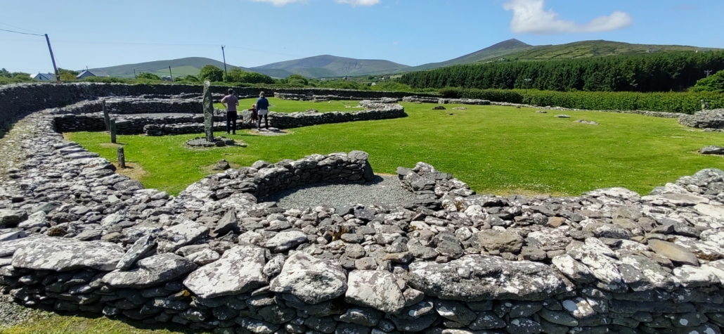 Stones and grass of Reask monastic site in Ireland