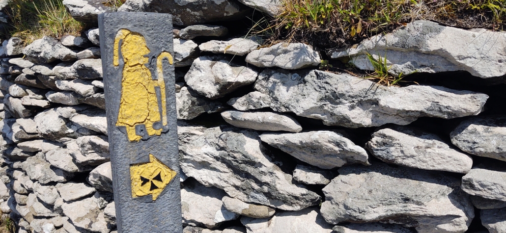 Way marker for the saints road walk in Ireland