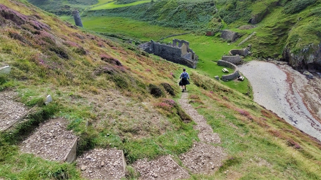 Anglesey coastal path leading down to the old Llanlleiana Porcelain Works