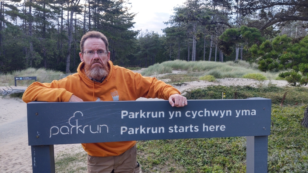 Newborough Forest Parkrun start sign, Anglesey