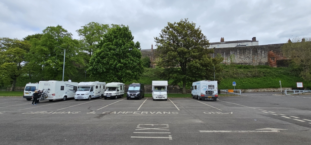 Designated motorhome parking in central Carlisle.