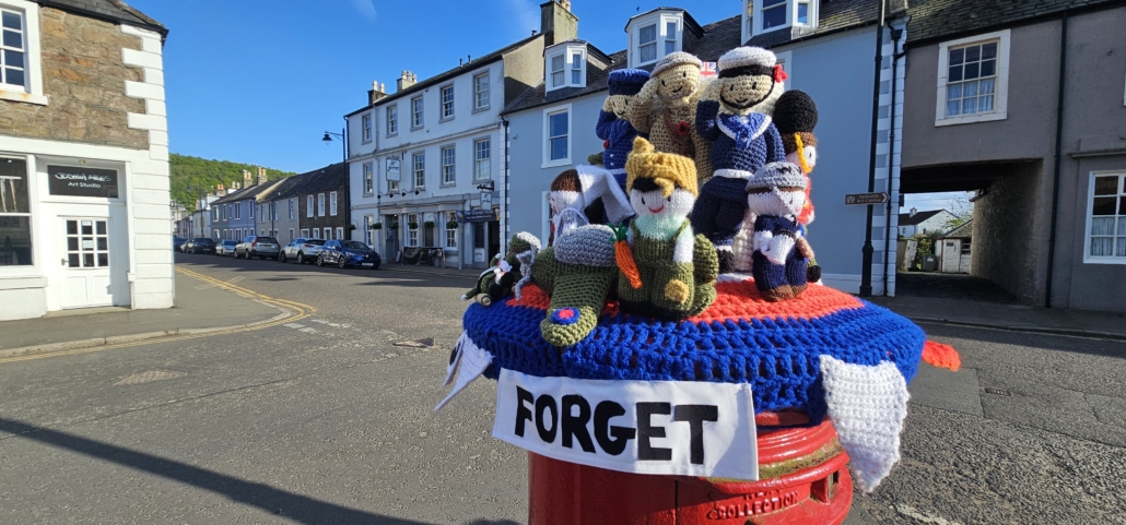 Not all art is in galleries: this postbox topper celebrating VE day in Kirkcudbright was impressive!
