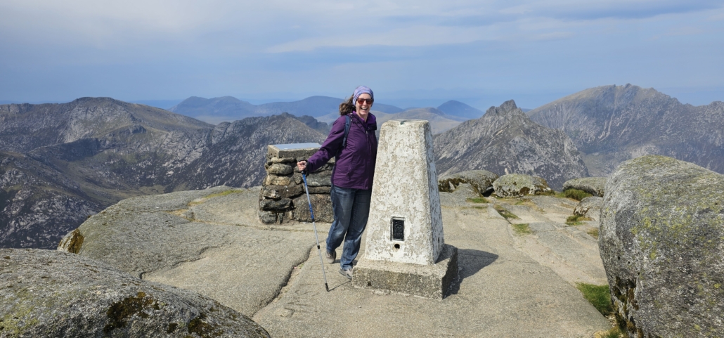 The trig point on Goatfell summit