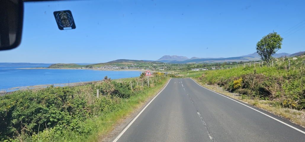 A rare stretch of straight road on southern Arran 