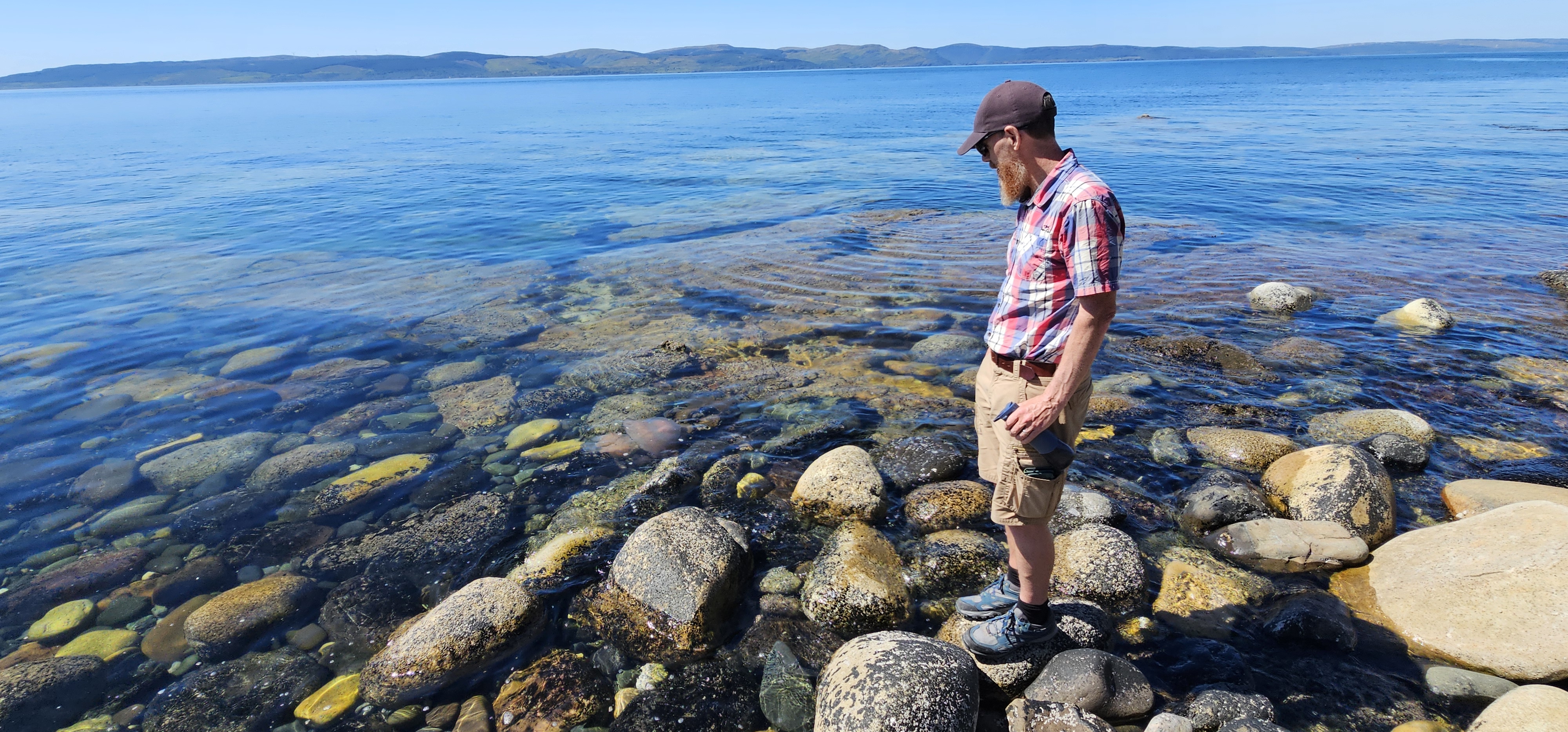 Jay watching a Barrel Jellyfish on the King's Cave walk