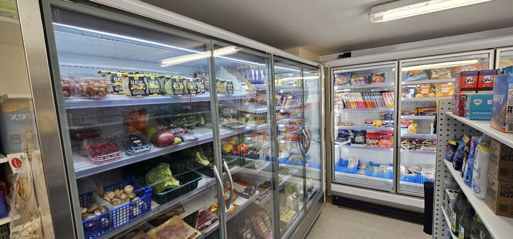 The chilled food for sale in the Post Office store at Pirnmill on Arran 