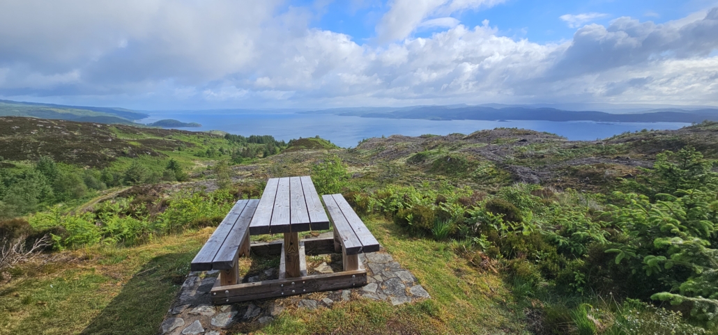 Picnic bench with great view near Tarbert