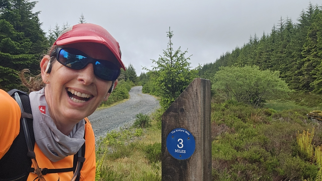 Ju with Kintyre way signpost