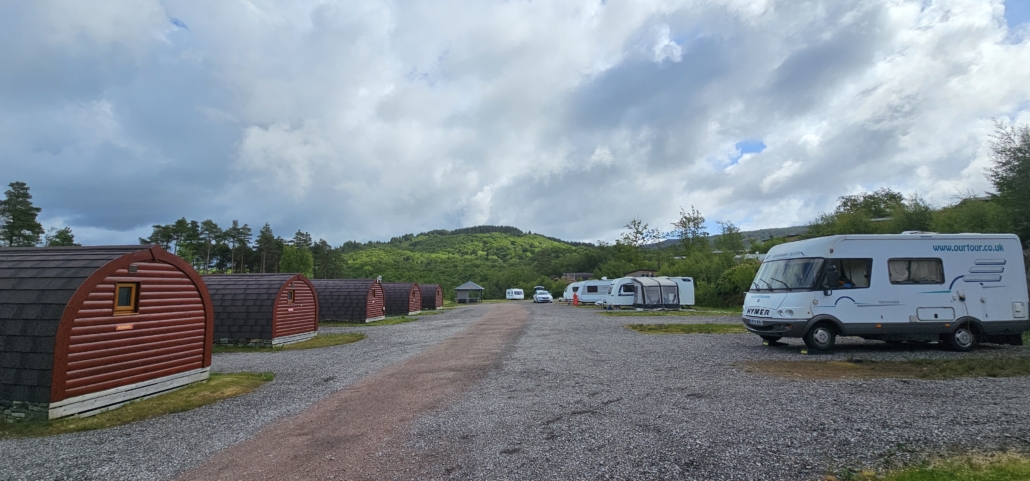 Motorhome parked at Tarbet Holiday Park