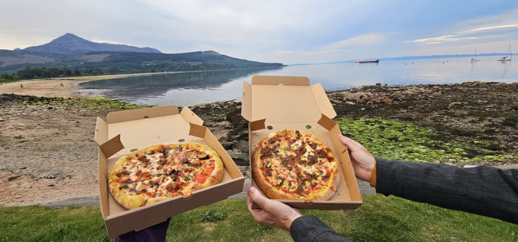 Pizza with a view (delicious it was too) at Brodick