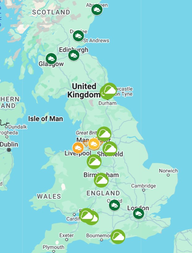 Map of UK clean air zones