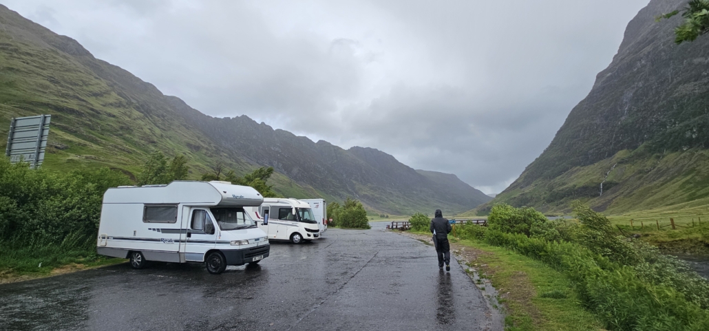 Wild camping motorhome camper glencoe glen coe car park