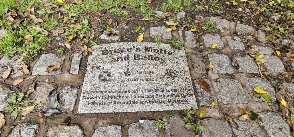 Sign for Bruce's Motte and Bailey Castle