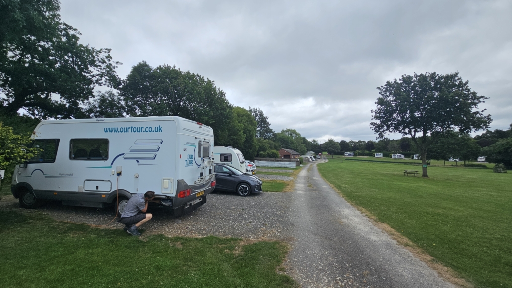 Our motorhome parked up on a campsite