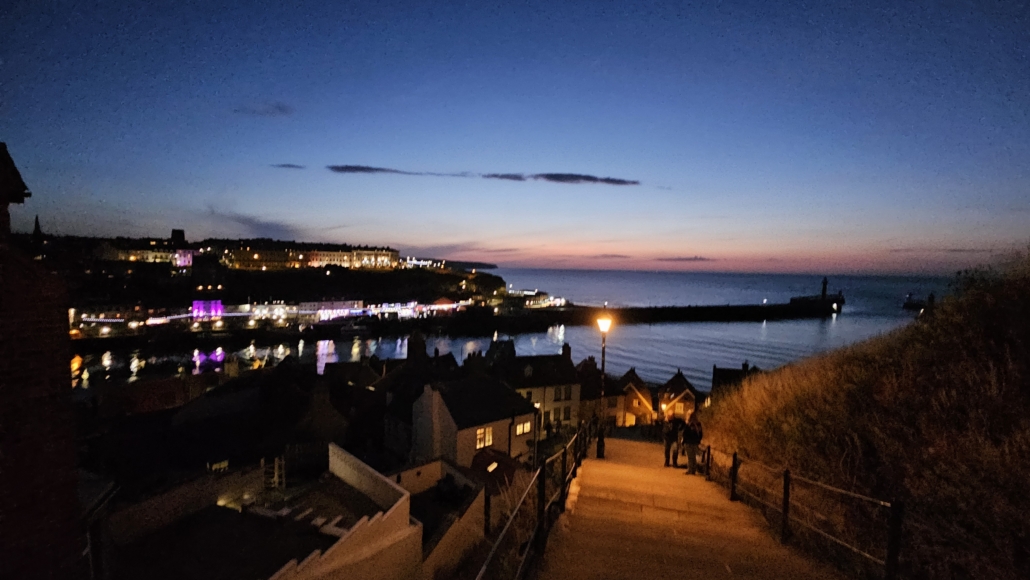 Whitby's 199 steps at dusk